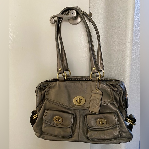 Limited Edition Coach Bleecker Street Peyton Metallic Leather Satchel - Picture 1 of 13